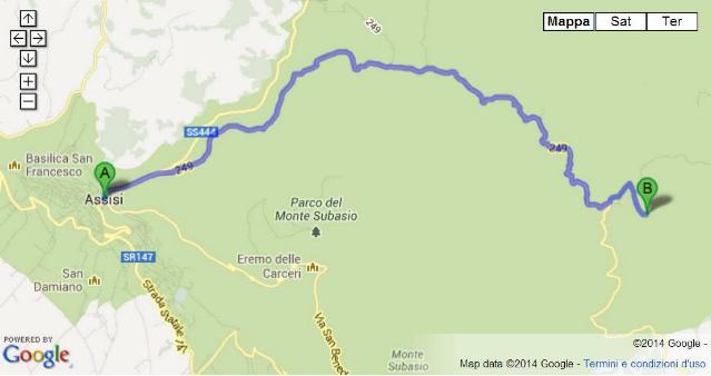 Raggiungere Armenzano di Assisi - Mappa di Google